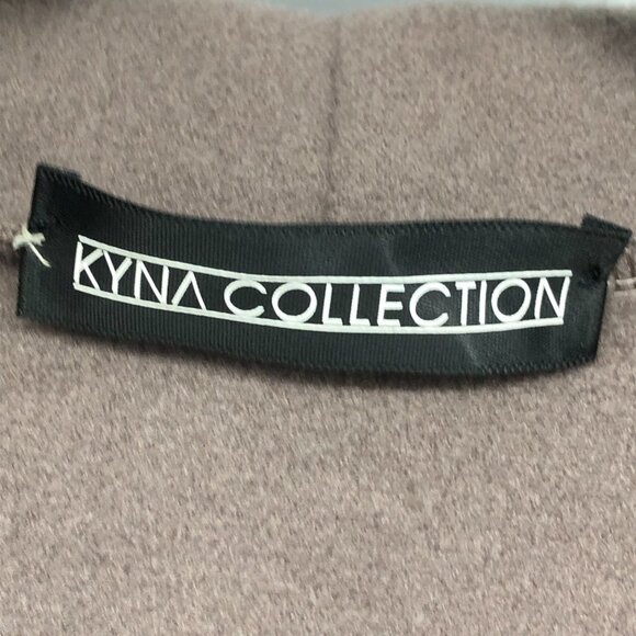 Kyna Collection Taupe Wrap Waterfall plush trench Coat waist tie size ~L - Picture 4 of 16